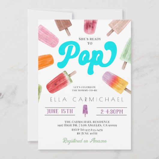Ze is klaar om Pop Popsicle Baby shower Kaart (Voorkant)