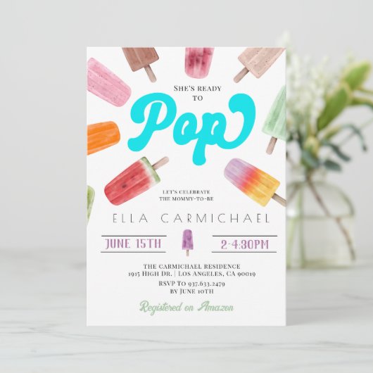 Ze is klaar om Pop Popsicle Baby shower Kaart (Staand voorkant)