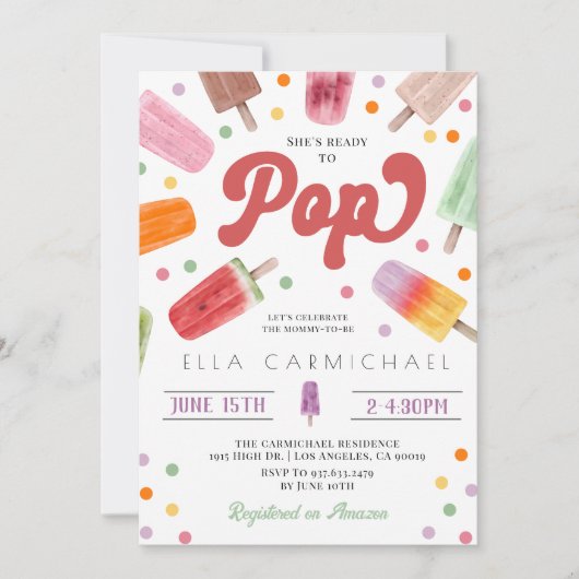 Ze is klaar om Pop Popsicle Baby shower Kaart (Voorkant)