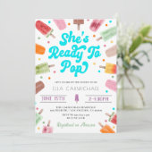 Ze is klaar om Pop Popsicle Baby shower Kaart (Staand voorkant)