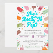 Ze is klaar om Pop Popsicle Baby shower Kaart (Voorkant / Achterkant)