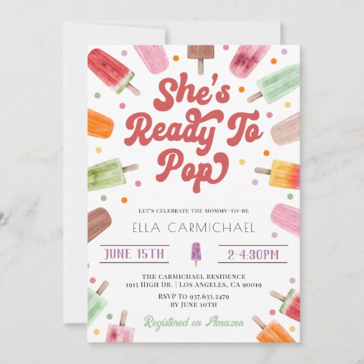 Ze is klaar om Pop Popsicle Baby shower Kaart (Voorkant)