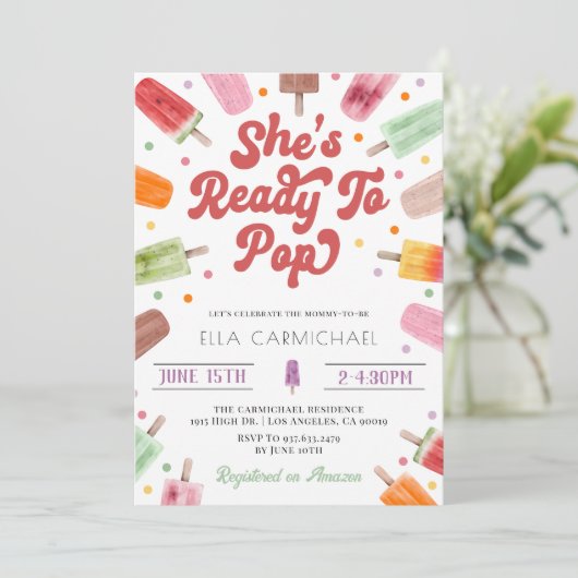 Ze is klaar om Pop Popsicle Baby shower Kaart (Staand voorkant)