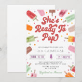 Ze is klaar om Pop Popsicle Baby shower Kaart (Voorkant / Achterkant)