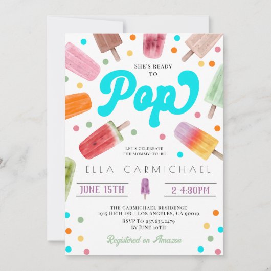 Ze is klaar om Pop Popsicle Baby shower Kaart (Voorkant)