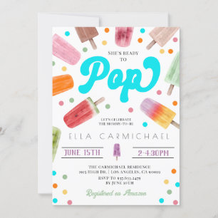 Ze is klaar om Pop Popsicle Baby shower Kaart