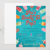 Ze is klaar om Pop Popsicle Baby shower Kaart (Voorkant / Achterkant)