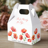 Ze is klaar om Poppy Flower Spring Baby shower te  Bedankdoosjes