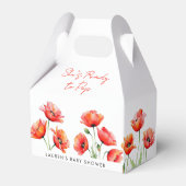 Ze is klaar om Poppy Flower Spring Baby shower te Bedankdoosjes (Voorkant Zijde)