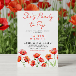 Ze is klaar om Poppy Flower Spring Baby shower te  Kaart