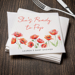 Ze is klaar om Poppy Flower Spring Baby shower te Servet
