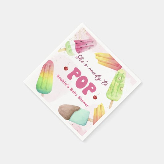 Ze is klaar om Popsicle Baby shower servetten te P (Hoek)