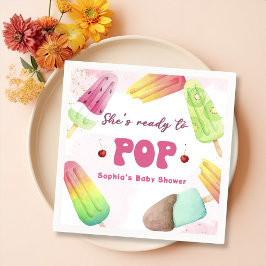 Ze is klaar om Popsicle Baby shower servetten te P