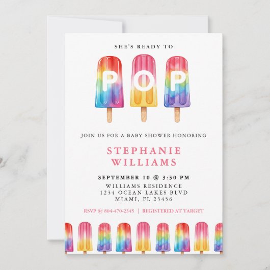 Ze is klaar om Popsicle Summer Baby shower te Popp Kaart (Voorkant)