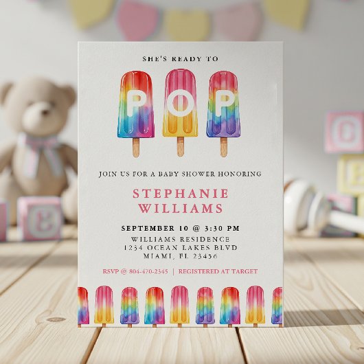 Ze is klaar om Popsicle Summer Baby shower te Popp Kaart