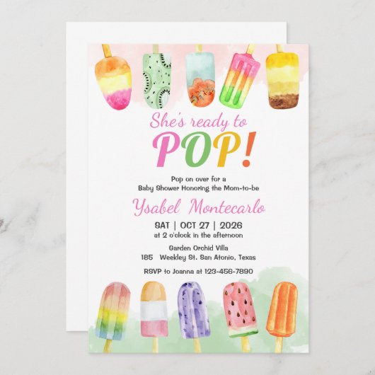 Ze is klaar om Popsicle te Poppen Kaart (Voorkant / Achterkant)