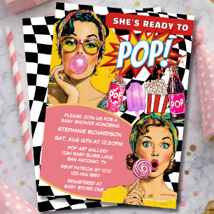 Ze is klaar om Retro Kunst Soda Meisje Baby Shower Kaart