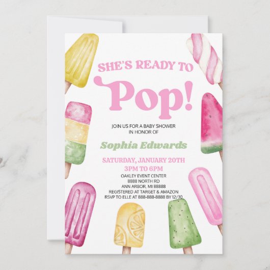 Ze is klaar om roze ijsje Baby shower te Poppen Kaart (Voorkant)