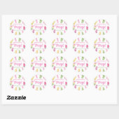 Ze is klaar om roze ijsje Baby shower te Poppen Ronde Sticker (Vel)
