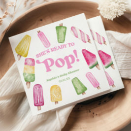 Ze is klaar om roze ijsje Baby shower te Poppen Servet