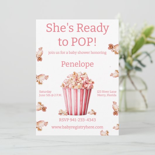 Ze is klaar om roze te Poppen Kaart (Staand voorkant)