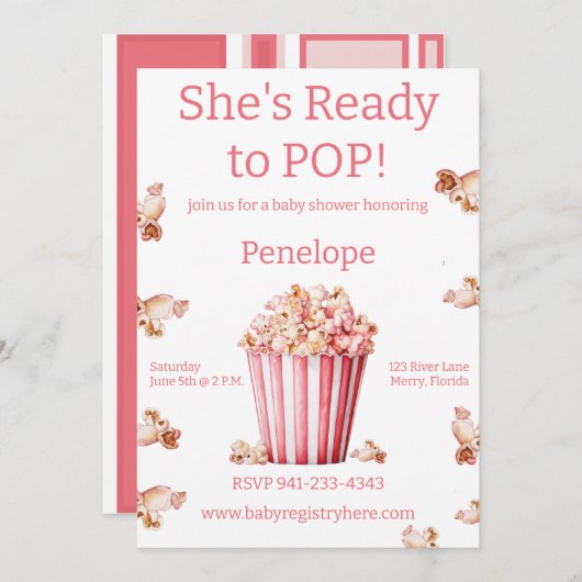 Ze is klaar om roze te Poppen Kaart (Voorkant / Achterkant)