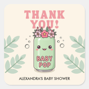 Ze is klaar om te baren Baby Shower Boho Dank je w Vierkante Sticker