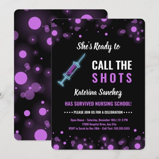 Ze is klaar om te bellen de Shots - Nursing Afstud Kaart (Voorkant / Achterkant)