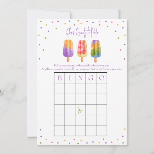 Ze is klaar om te Poppen, Baby shower BINGO spel Kaart (Voorkant)
