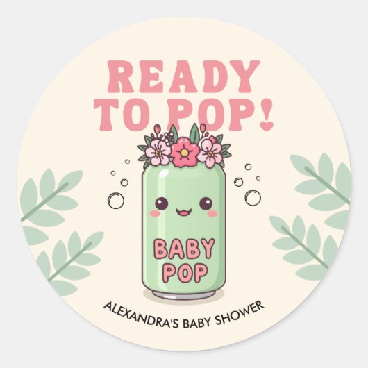 Ze is klaar om te poppen Baby Shower Sticker Boho (Voorkant)