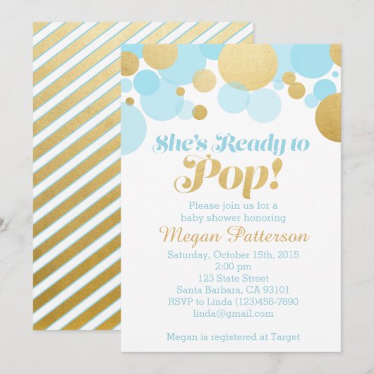 Ze is klaar om te Poppen! Blauw en goud Kaart (Voorkant / Achterkant)