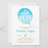 Ze is klaar om te Poppen Blue & Gold Baby shower Kaart (Voorkant)