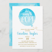 Ze is klaar om te Poppen Blue & Gold Baby shower Kaart (Voorkant / Achterkant)