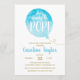 Ze is klaar om te Poppen Blue & Gold Baby shower Kaart