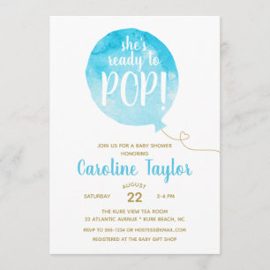 Ze is klaar om te Poppen Blue & Gold Baby shower Kaart