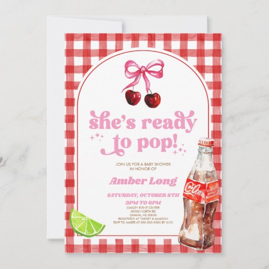 Ze is klaar om te Poppen! Cherry Soda Pop Baby sho Kaart (Voorkant)