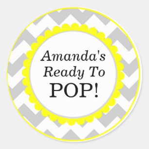 Ze is klaar om te Poppen, Chevron Print Baby showe Ronde Sticker