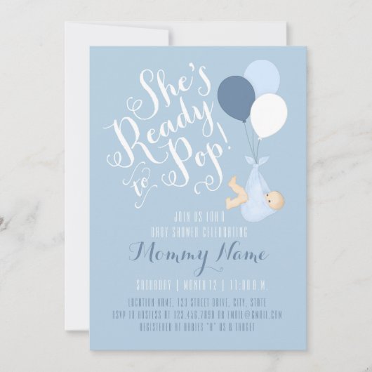Ze is klaar om te Poppen! Douche-uitnodiging Kaart (Voorkant)
