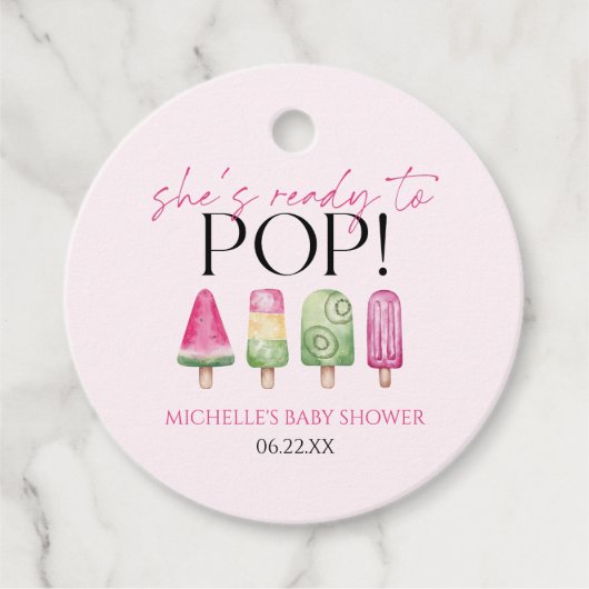 Ze is klaar om te Poppen! Popsicle Baby shower Bedankjes Labels (Voorkant)