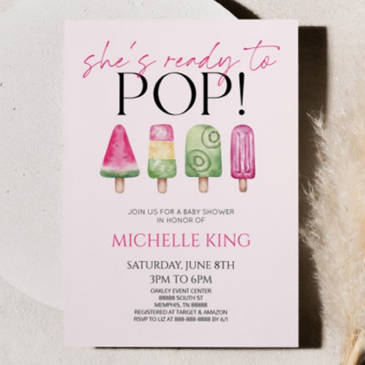 Ze is klaar om te Poppen! Popsicle Baby shower Kaart