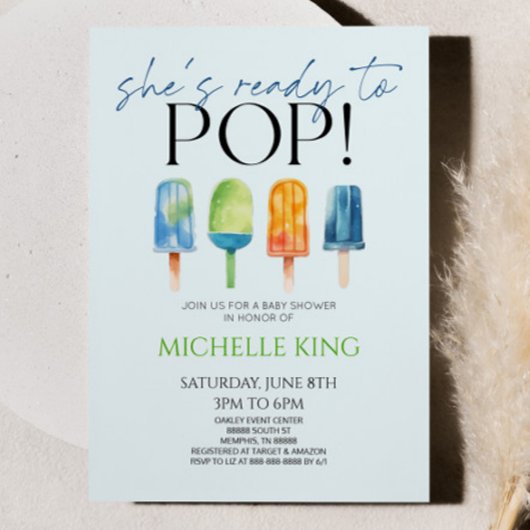 Ze is klaar om te Poppen! Popsicle Baby shower Kaart