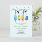 Ze is klaar om te Poppen! Popsicle Baby shower Kaart (Staand voorkant)