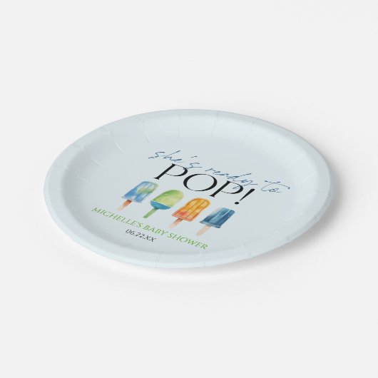 Ze is klaar om te Poppen! Popsicle Baby shower Papieren Bordje (Gekanteld)
