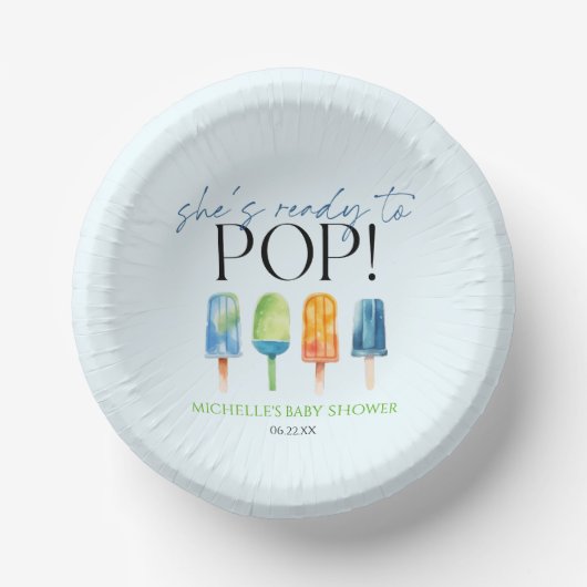 Ze is klaar om te Poppen! Popsicle Baby shower Papieren Kommen (Voorkant)