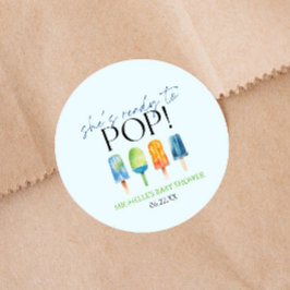Ze is klaar om te Poppen! Popsicle Baby shower Ronde Sticker