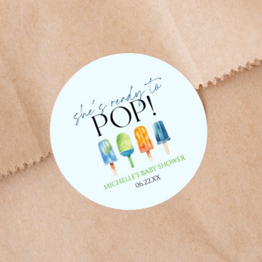 Ze is klaar om te Poppen! Popsicle Baby shower Ronde Sticker
