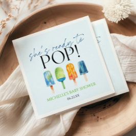 Ze is klaar om te Poppen! Popsicle Baby shower Servet