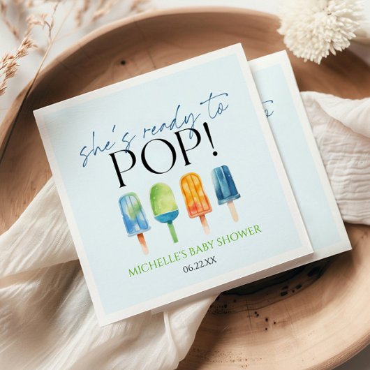 Ze is klaar om te Poppen! Popsicle Baby shower Servet