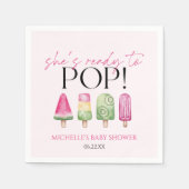 Ze is klaar om te Poppen! Popsicle Baby shower Servet (Voorkant)