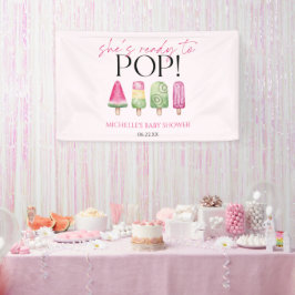 Ze is klaar om te Poppen! Popsicle Baby shower Spandoek